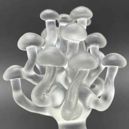 Close-up of small glass mushroom sculpture - handcrafted glass