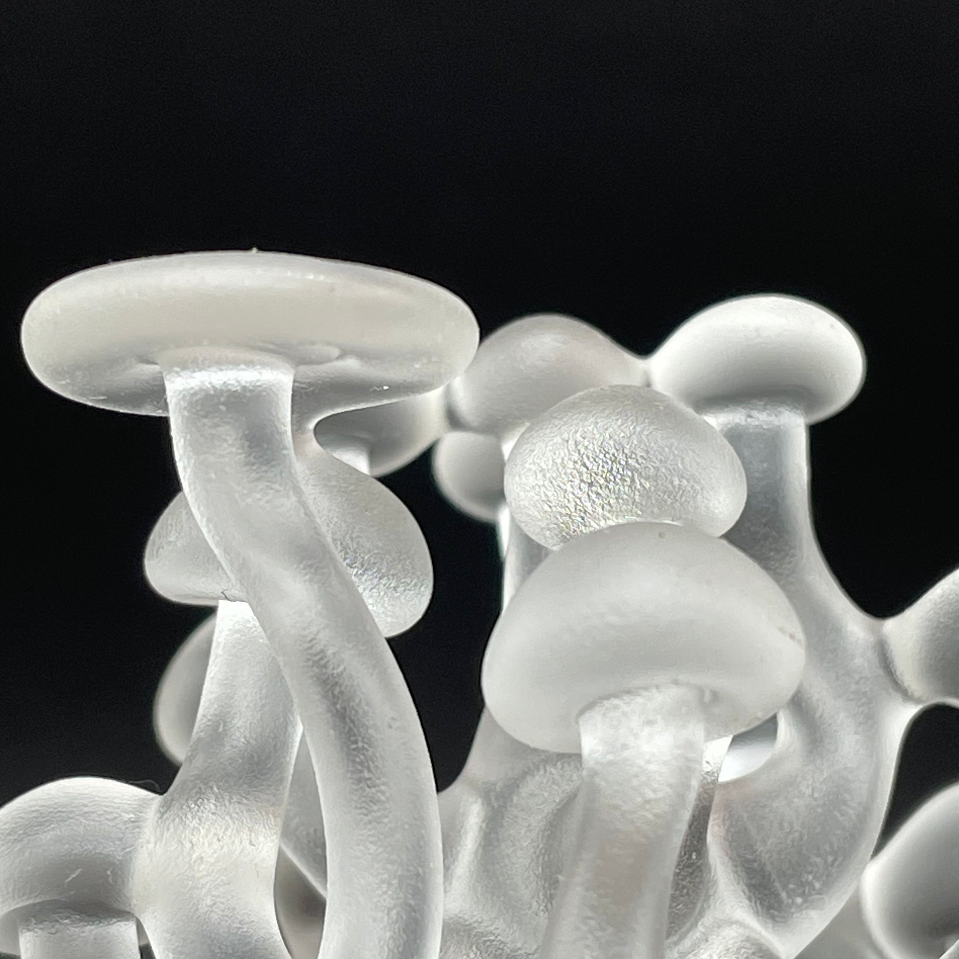 small glass mushroom sculpture by Leviathan Glass - artisan detail