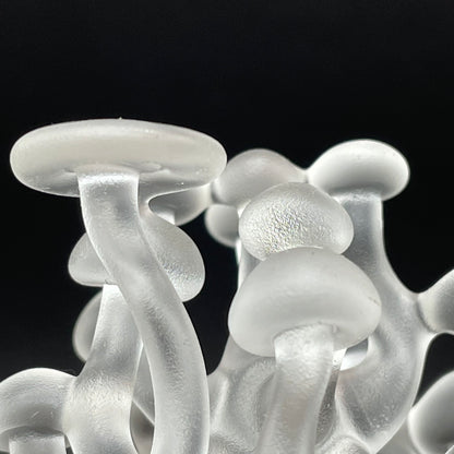 small glass mushroom sculpture by Leviathan Glass - artisan detail
