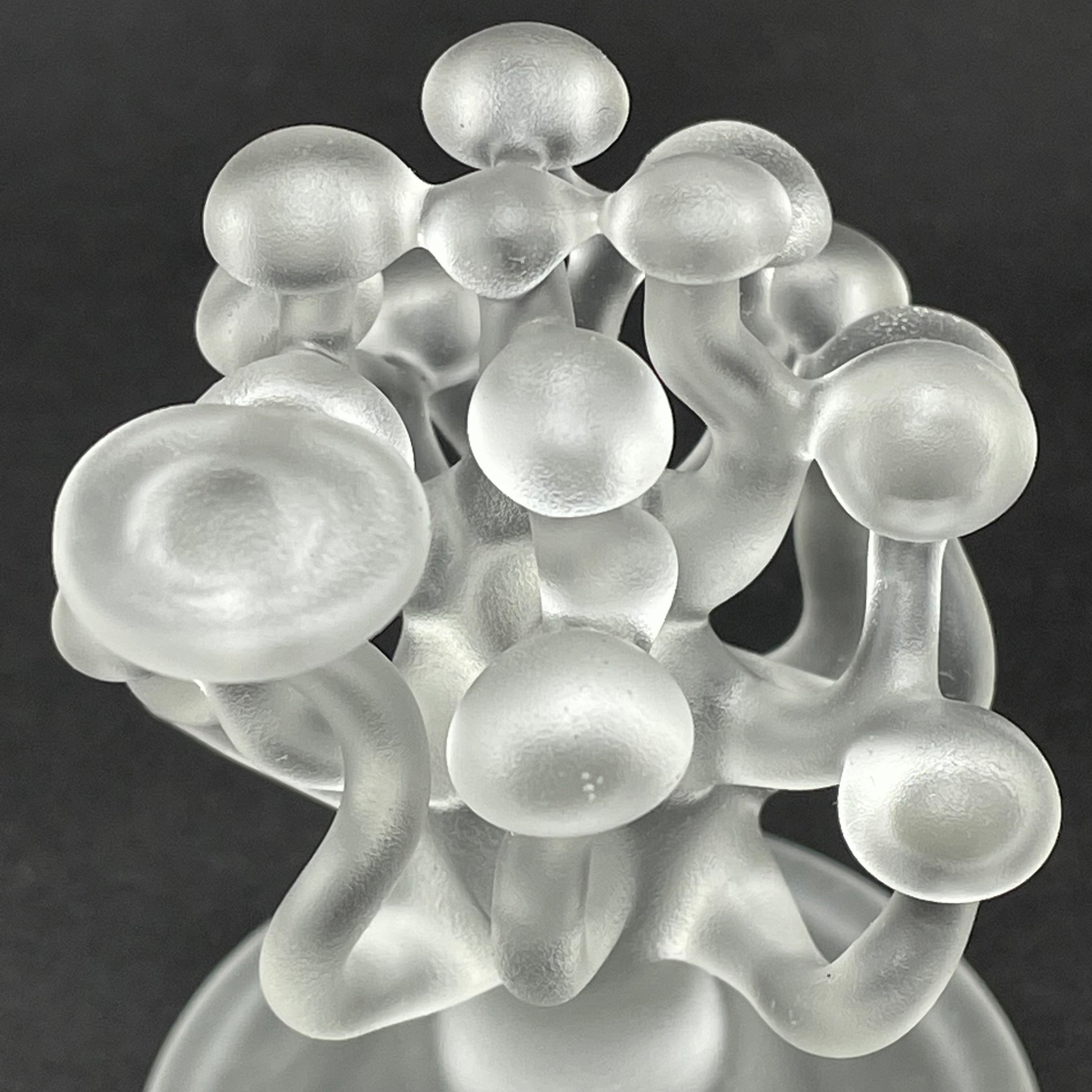 Artisan glass small glass mushroom sculpture - detailed craftsmanship