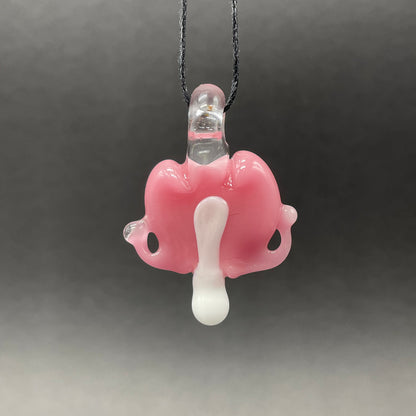 Hand-blown glass bleeding heart pendant by Leviathan Glass