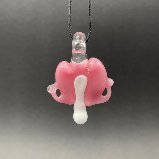 Hand-blown glass bleeding heart pendant by Leviathan Glass