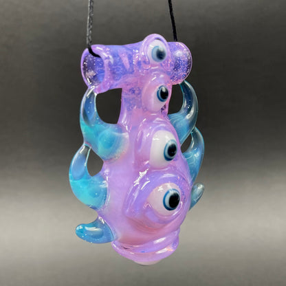 Pink slime evil eye pendant glass art - premium handcrafted piece