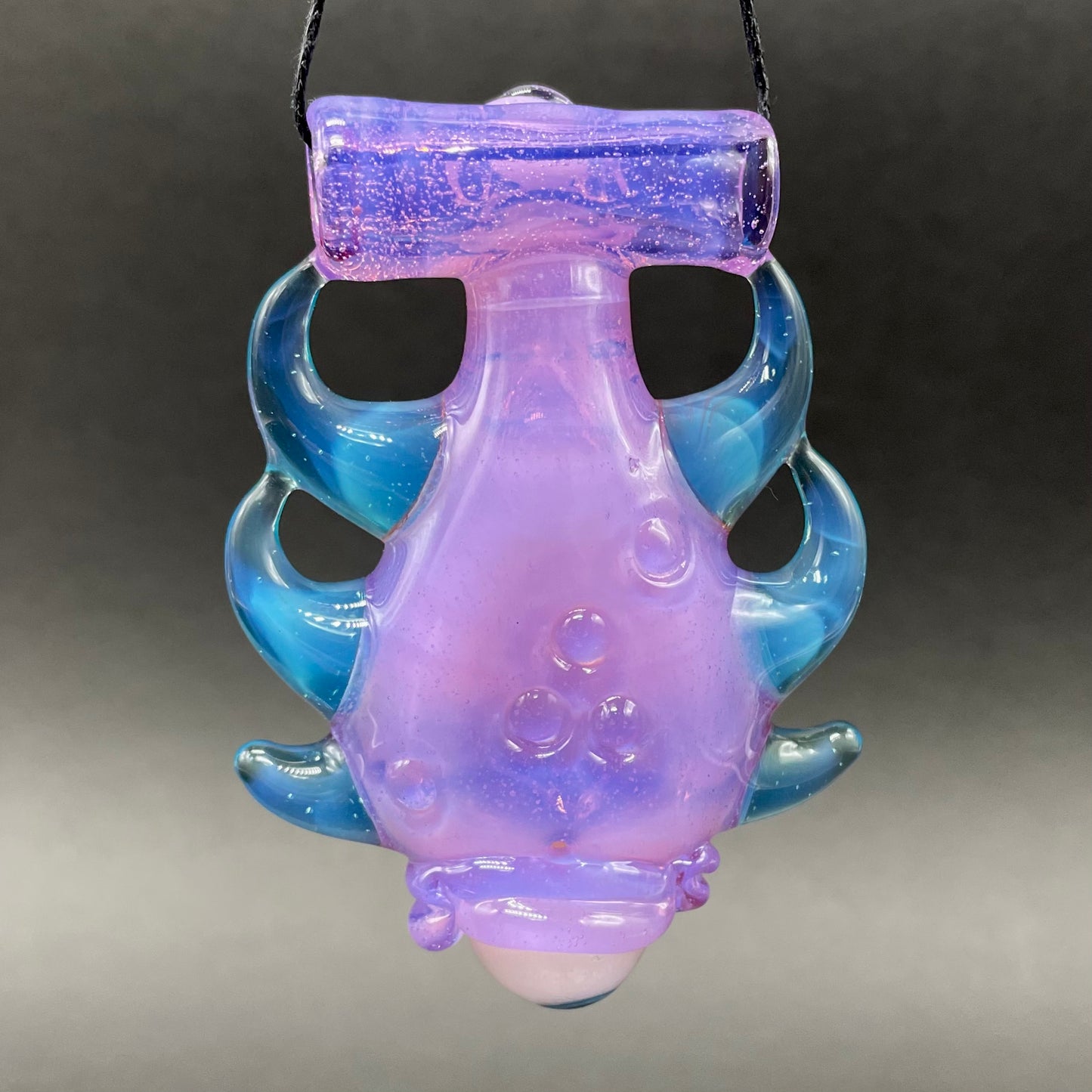 Hand-blown Pink slime evil eye pendant - Leviathan Glass original