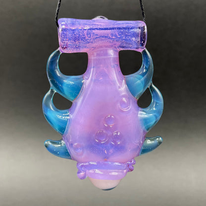 Hand-blown Pink slime evil eye pendant - Leviathan Glass original