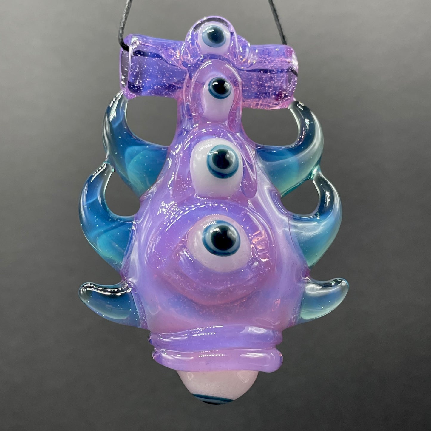 Premium Pink slime evil eye pendant - collectible glass art