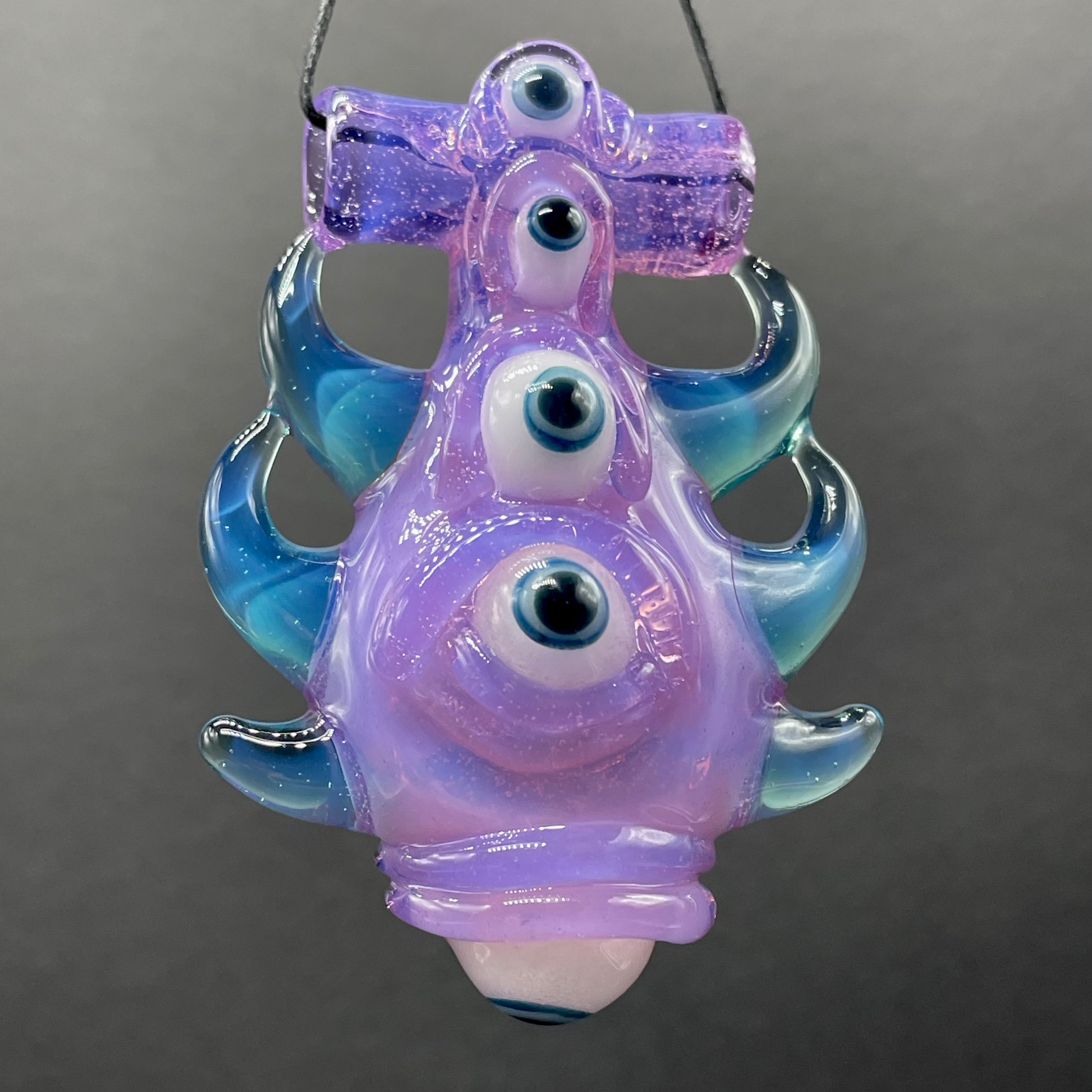 Premium Pink slime evil eye pendant - collectible glass art