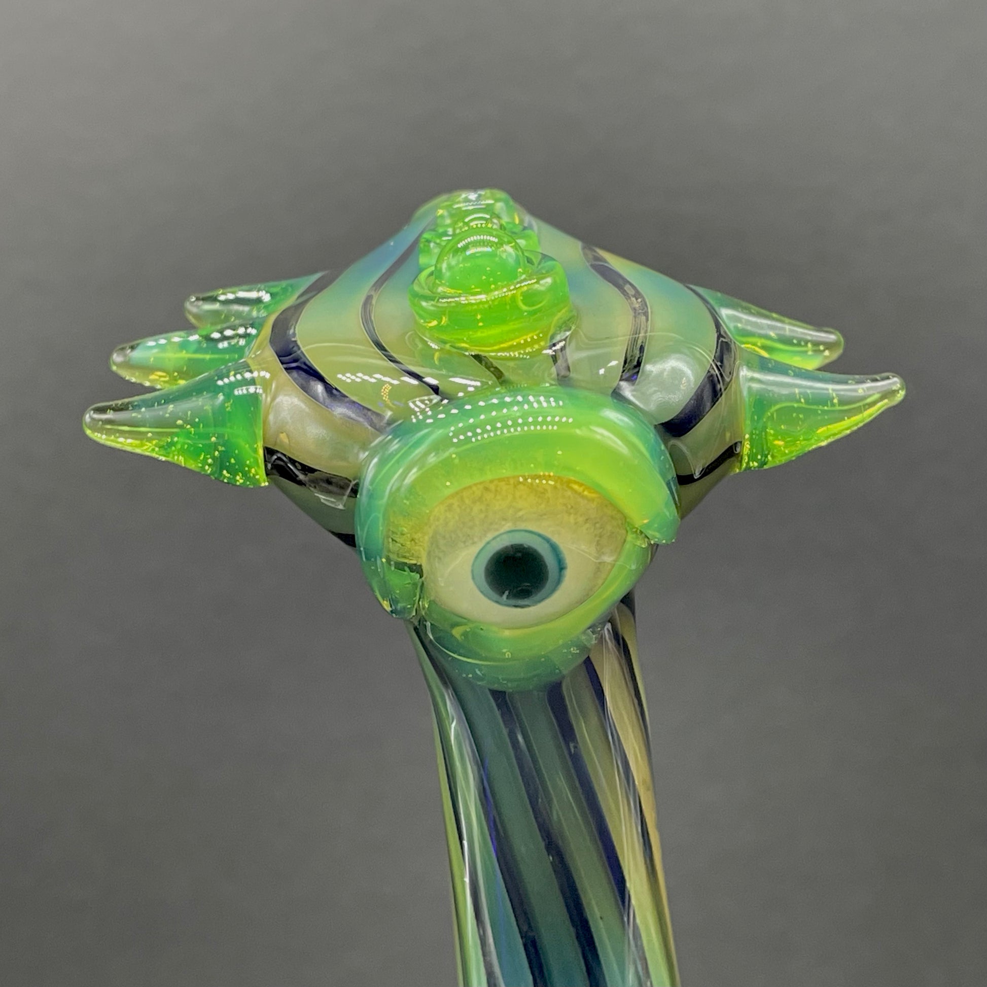alien head bubbler glass art - premium handcrafted piece