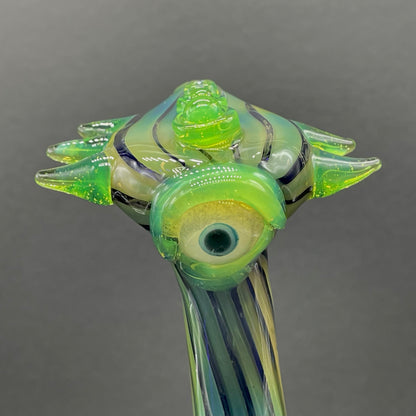 alien head bubbler glass art - premium handcrafted piece