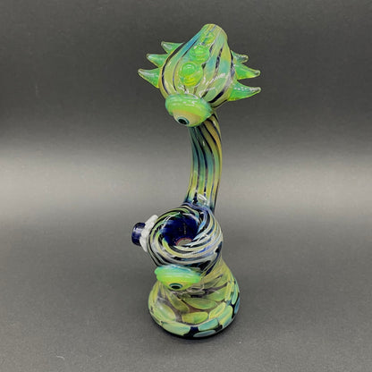Hand-blown alien head bubbler - Leviathan Glass original