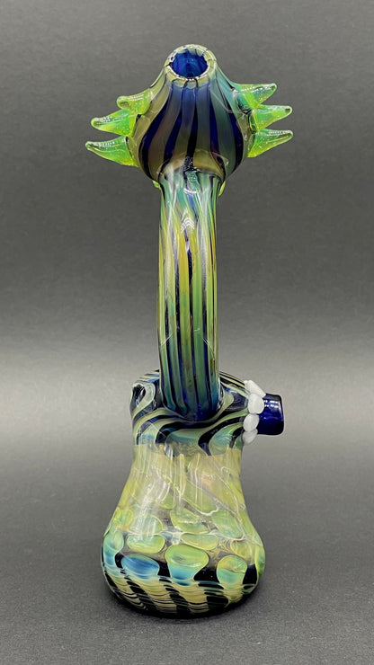 Hand-blown alien head bubbler - Leviathan Glass original