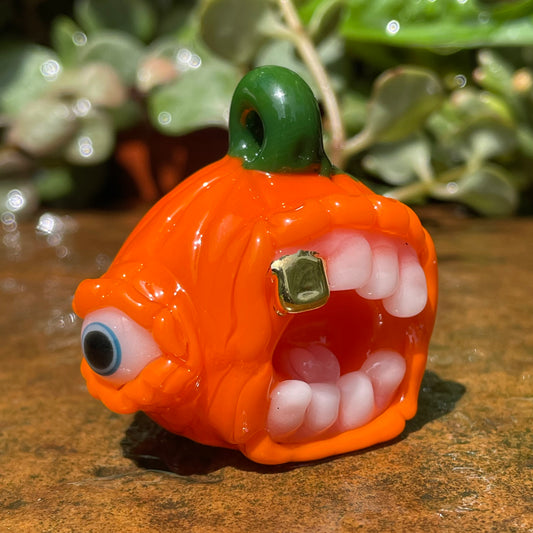 Hand-blown glass Pumpkin pendant by Leviathan Glass