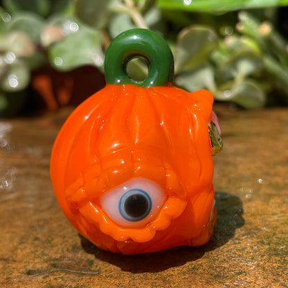 Premium Pumpkin pendant - collectible glass art