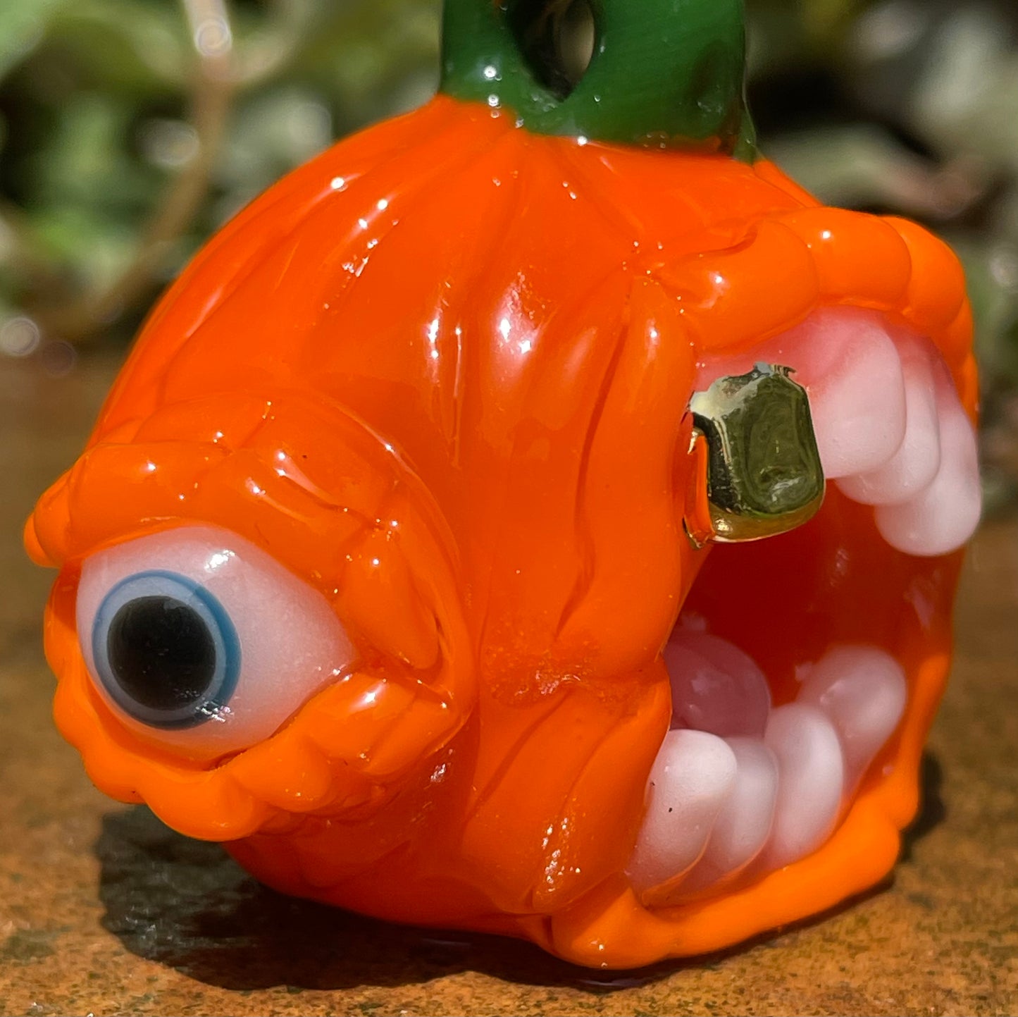 Hand-blown Pumpkin pendant - Leviathan Glass original