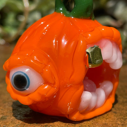 Hand-blown Pumpkin pendant - Leviathan Glass original