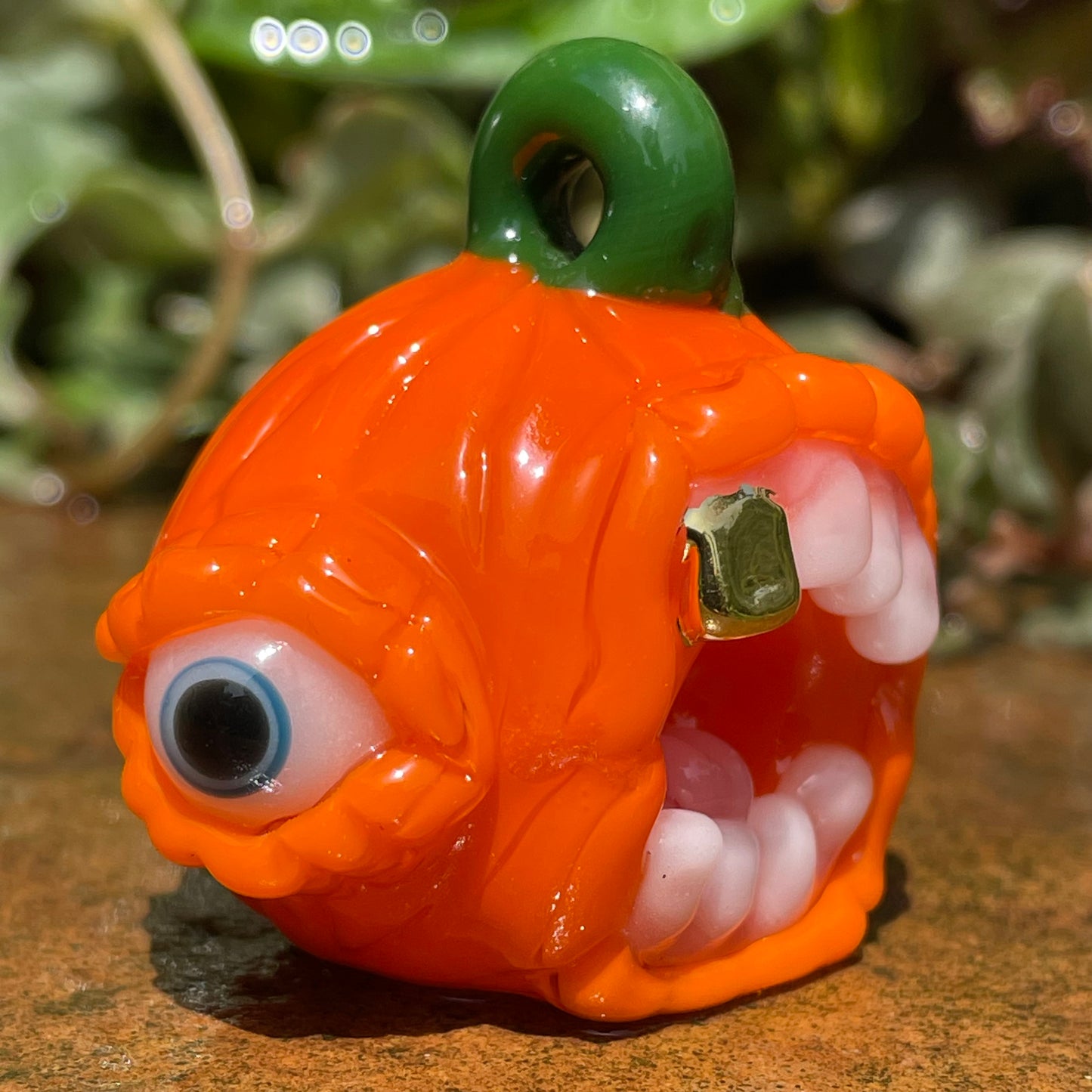 Leviathan Glass Pumpkin pendant - hand-blown art