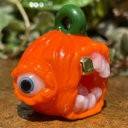 Leviathan Glass Pumpkin pendant - hand-blown art