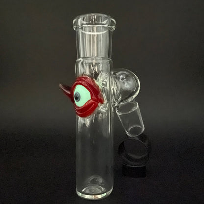 Close-up of 18mm 45° simple ash catch (eye) - handcrafted glass