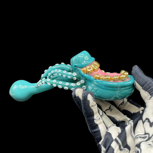 Hand-blown glass Underbite hammer by Leviathan Glass