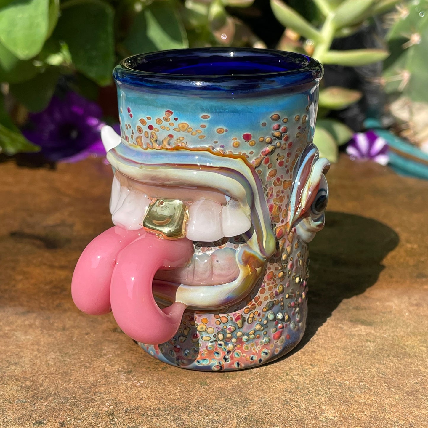 Forked tongue shot glass by Leviathan Glass - artisan detail