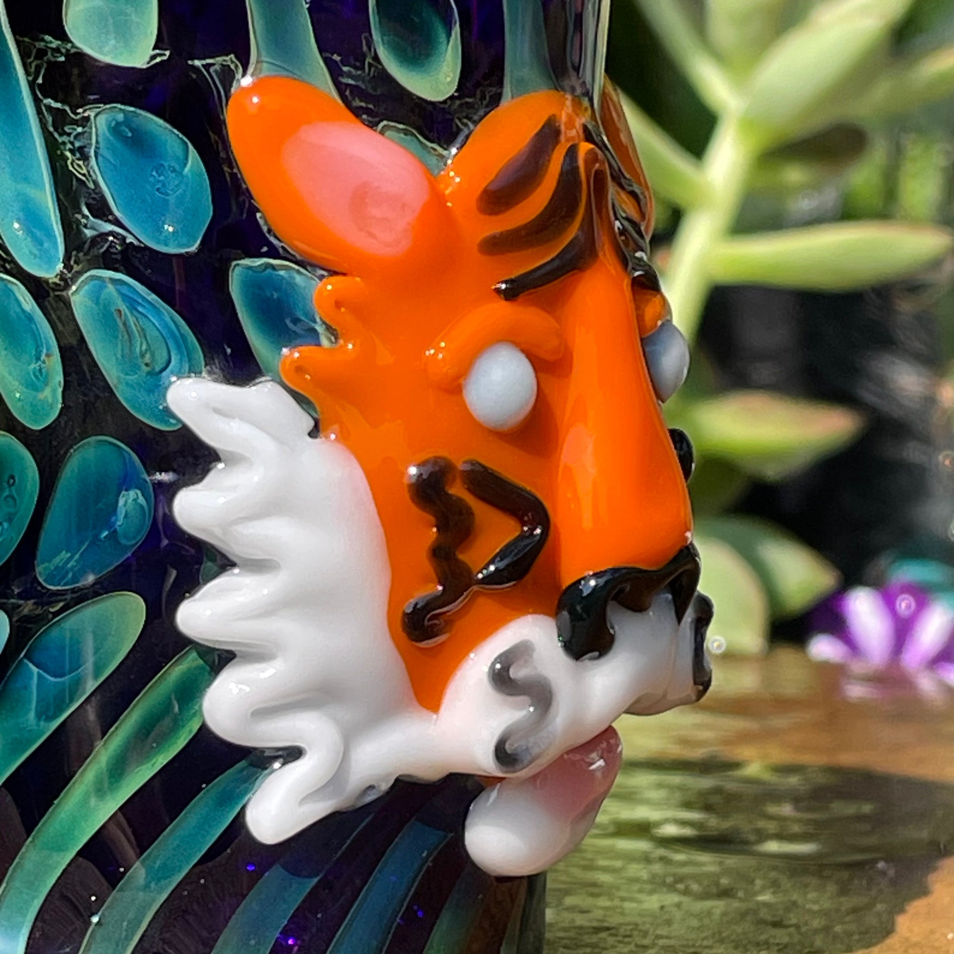 Artisan glass Tiger shot glass - detailed craftsmanship