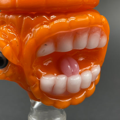 14mm pumpkin slide with cap glass art - premium handcrafted piece
