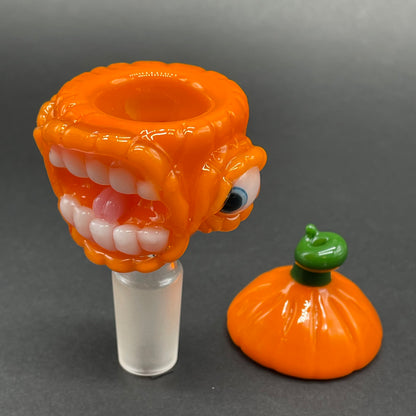 14mm pumpkin slide with cap detail view - premium glass art