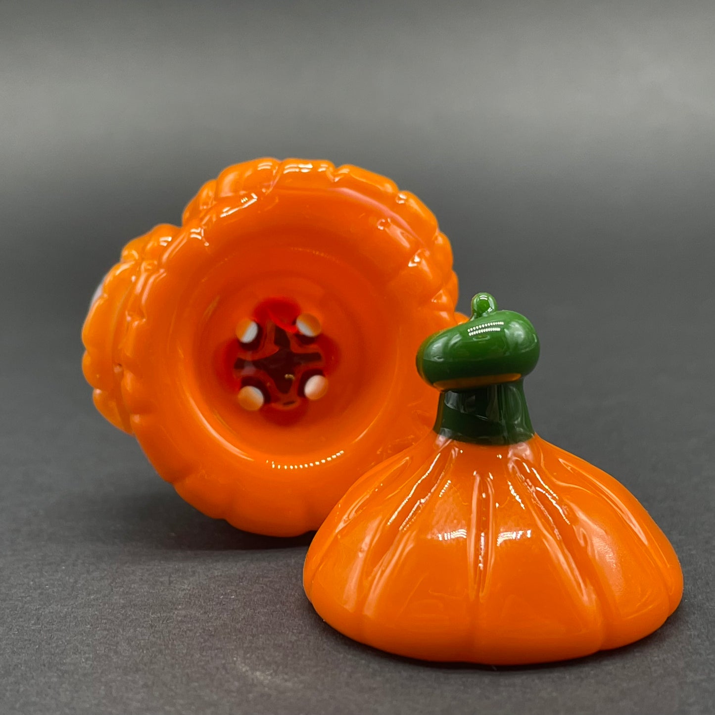 Premium 14mm pumpkin slide with cap - collectible glass art