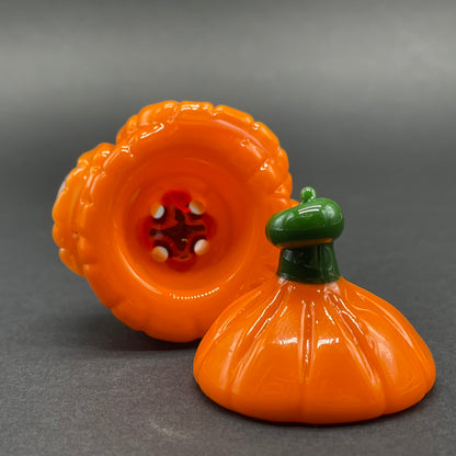 Premium 14mm pumpkin slide with cap - collectible glass art
