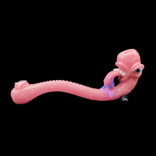 Hand-blown glass Blush sandblasted Gandalf by Leviathan Glass