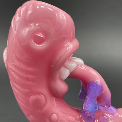 Blush sandblasted Gandalf by Leviathan Glass - artisan detail