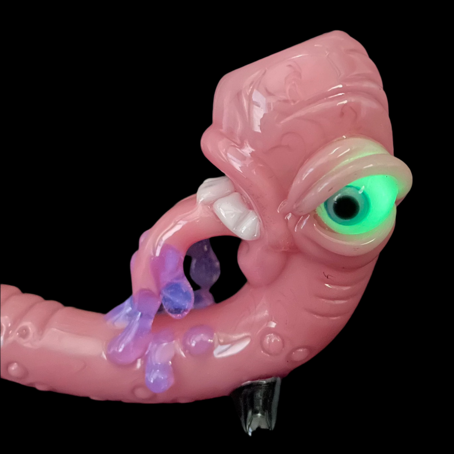 Hand-blown Blush sandblasted Gandalf - Leviathan Glass original