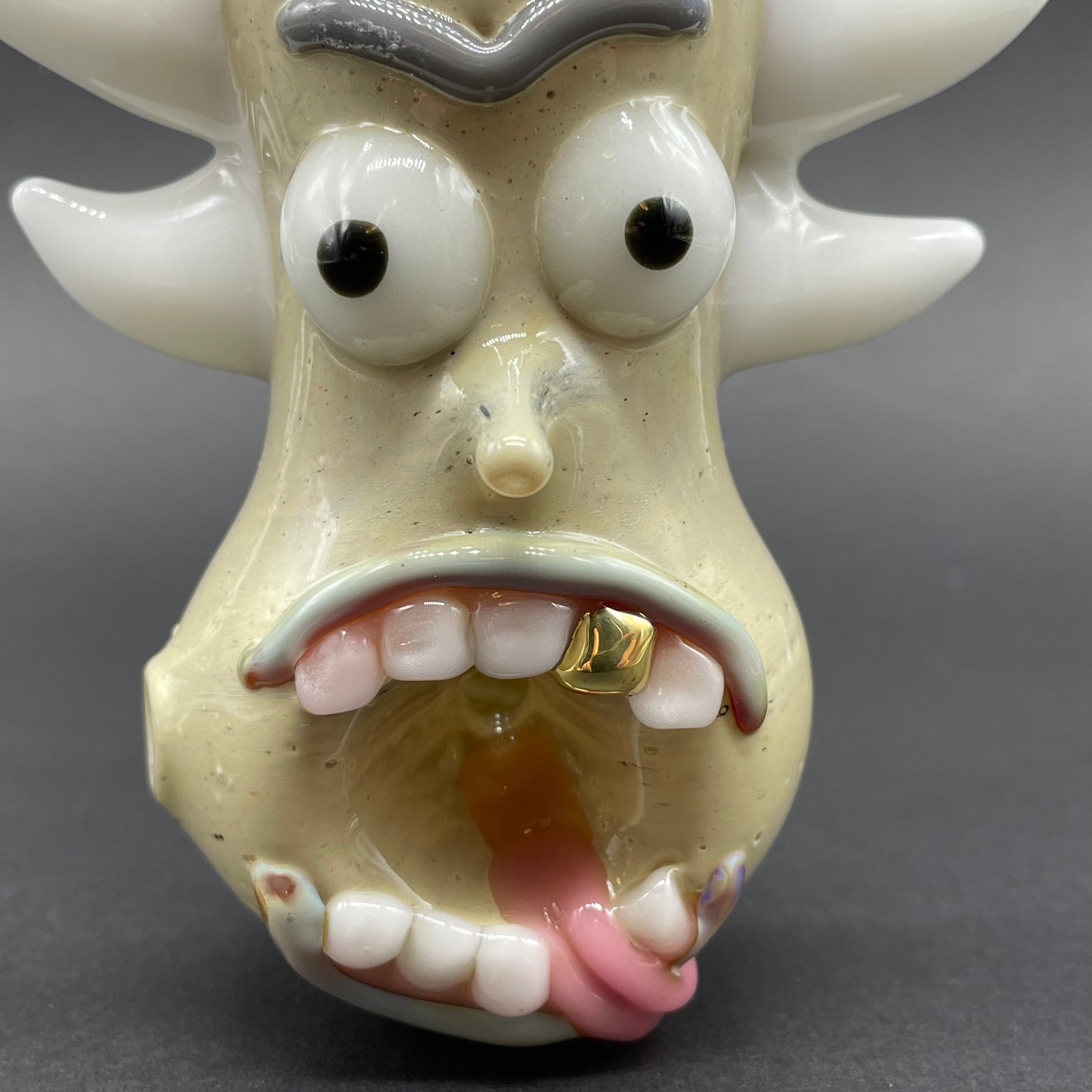 Close-up of Rick Spoon - handcrafted glass