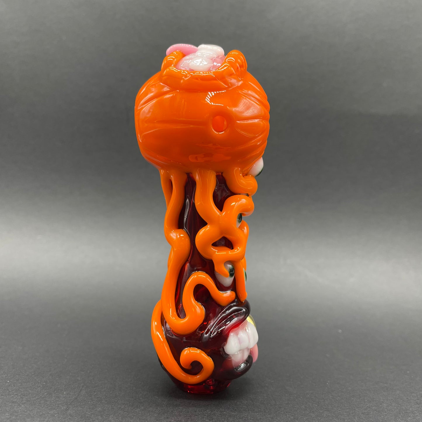 Artisan glass pumpkin tentacle spoon - detailed craftsmanship