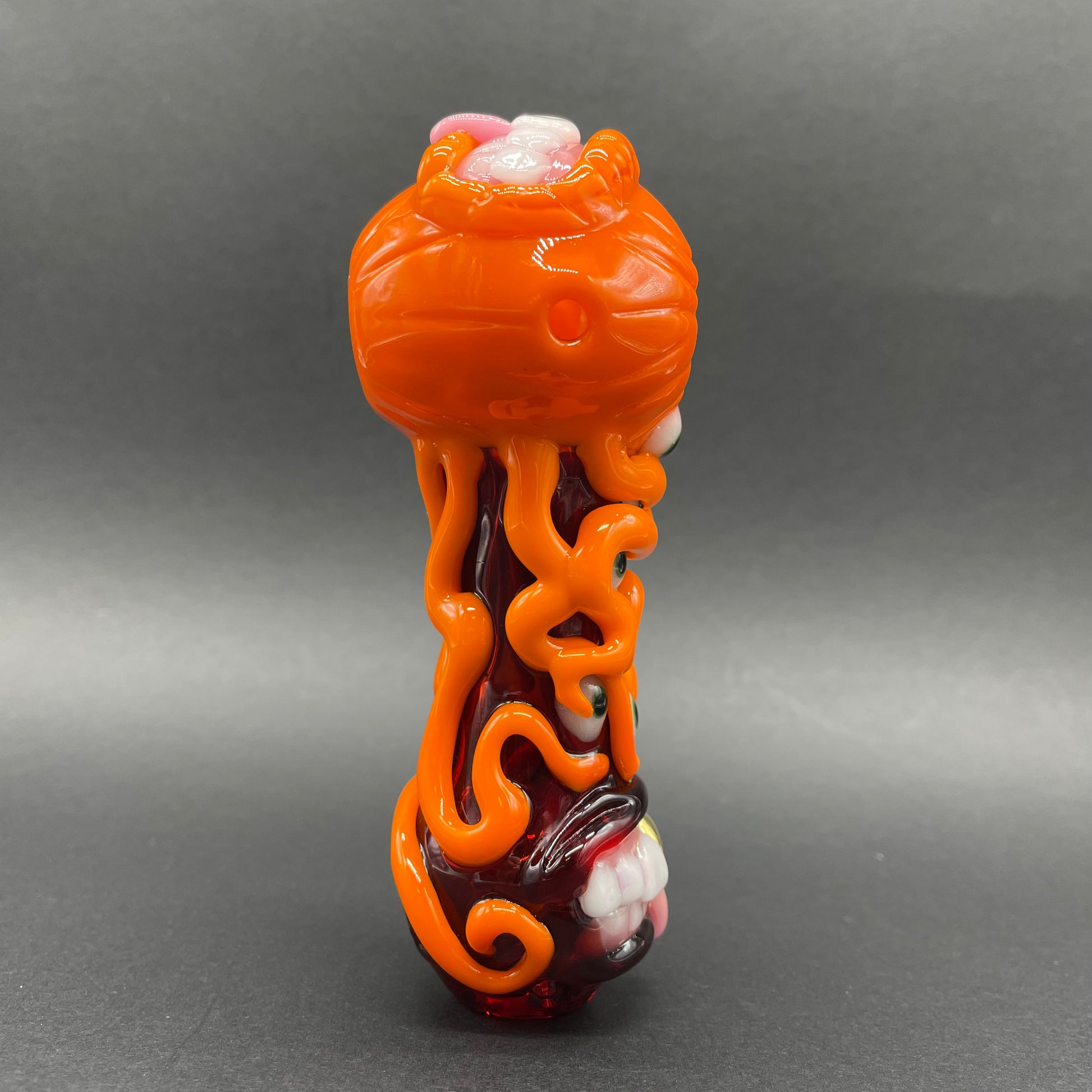Artisan glass pumpkin tentacle spoon - detailed craftsmanship