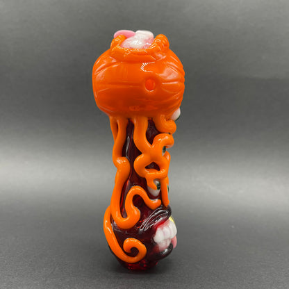 Artisan glass pumpkin tentacle spoon - detailed craftsmanship