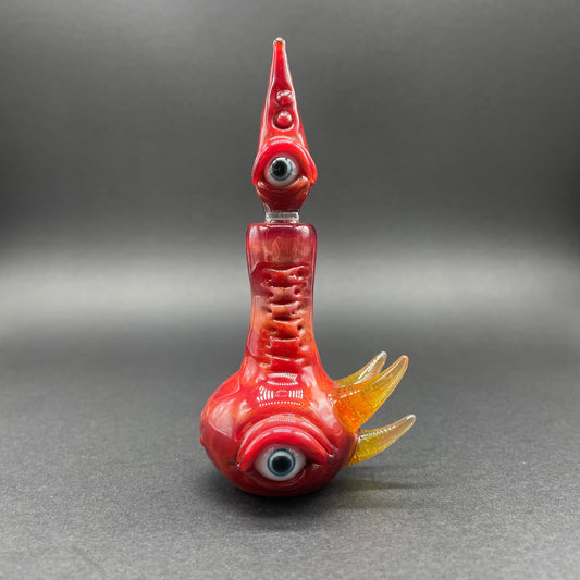 Hand-blown glass Tequila sunrise pensieve by Leviathan Glass