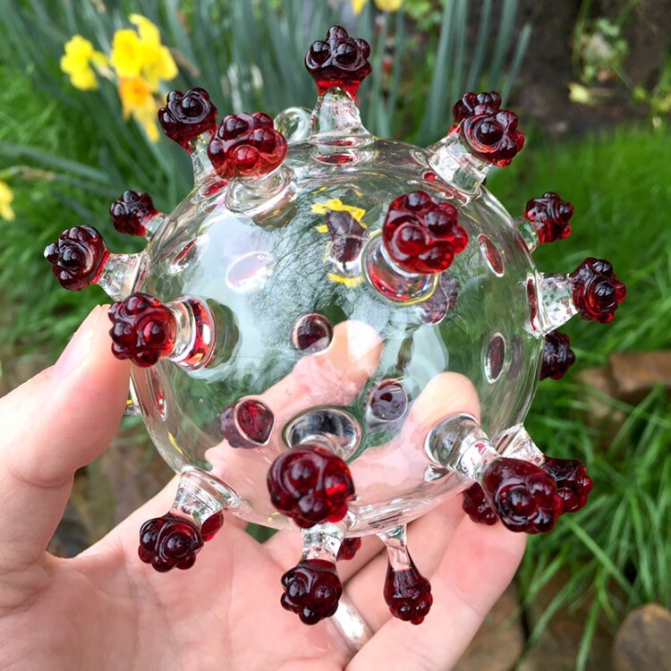 Corona Virus Sculpture by Leviathan Glass - artisan detail