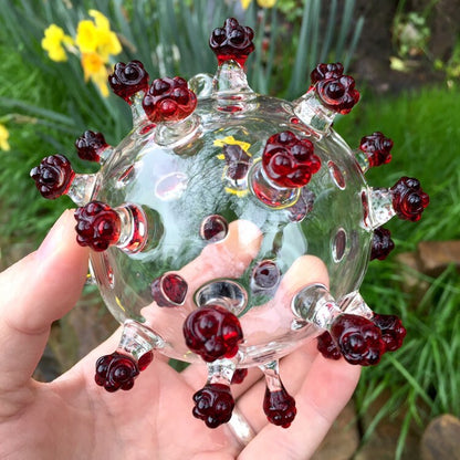 Corona Virus Sculpture by Leviathan Glass - artisan detail