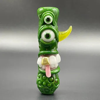 Hand-blown Shamrock Chillum - Leviathan Glass original