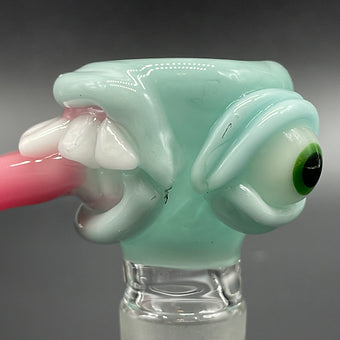 Artisan glass 18mm Sea Mist Tongue Slide - detailed craftsmanship