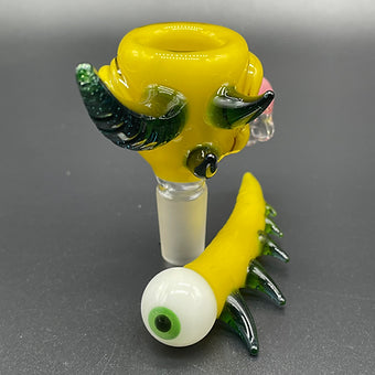 14mm Citrine Yellow Tongue Slide and poker craftsmanship - artisan glass work