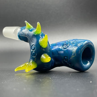 14mm Loopty Loop Peacock Slide glass art - premium handcrafted piece