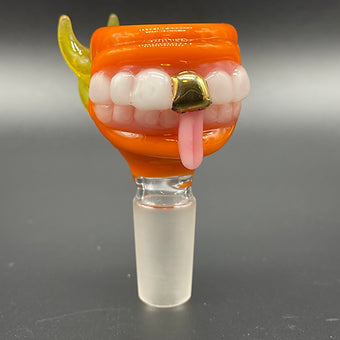 Artisan glass 14mm lava mini ash catcher set with pumpkin slide. - detailed craftsmanship