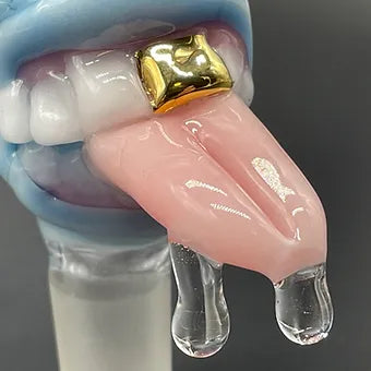 Leviathan Glass drooling tongue, Siberia, 14mm, 4 hole slide - hand-blown art