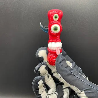 Red UV Reactive Chillum craftsmanship - artisan glass work
