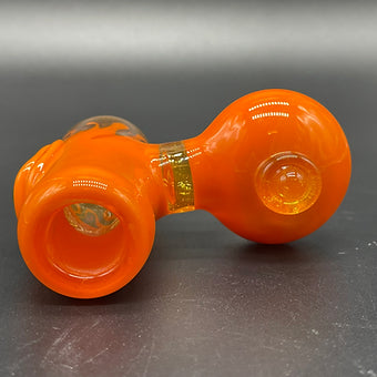 Hand-blown 14mm lava mini ash catcher set with pumpkin slide. - Leviathan Glass original