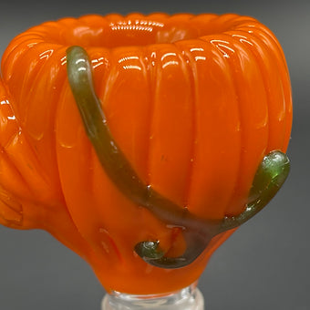 Close-up of 14mm Pumpkin Slide - handcrafted glass
