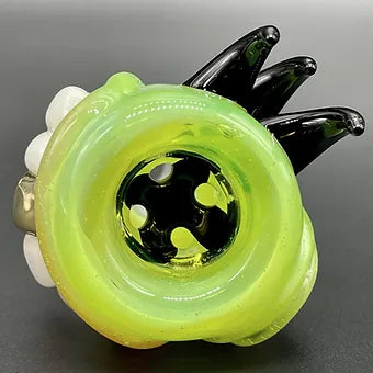 14mm Green Slime 4 Hole Slide glass art - premium handcrafted piece