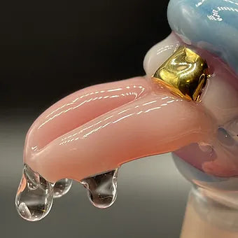 drooling tongue, Siberia, 14mm, 4 hole slide glass art - premium handcrafted piece